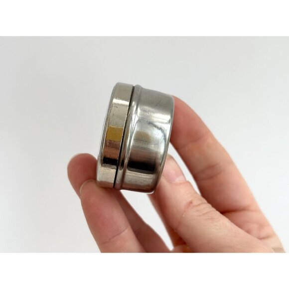 Unity White Enamel Vintage Tiny Silver Toned Catchall Container | Jewelry Box - Picture 3 of 10